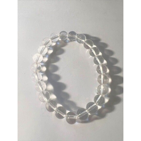 Clear Quartz Beaded Bracelet - 8mm - Stretches - Picture 1 of 4